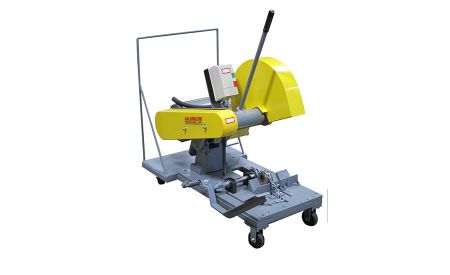 Chop saw designed for cutting wire rope and steel cable